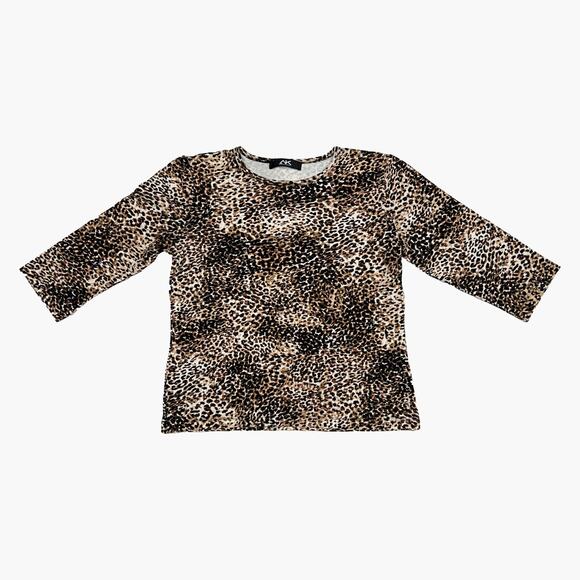 ANNE KLEIN SPORT 3/4 Sleeve Leopard Print T-Shirt Top (Multi | Size  S/M) - Picture 1 of 5